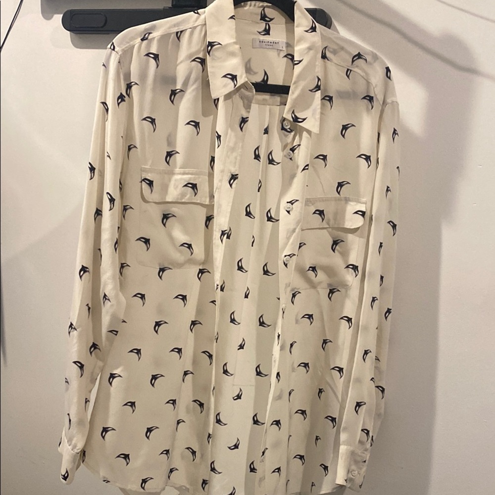 Equipment Femme Ivory and Black Patterned Top